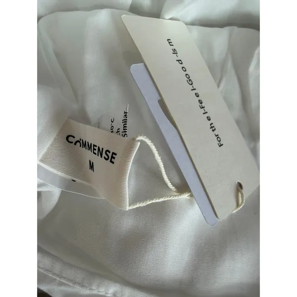 Commense Aegean Cotton Linen Minimalist Resort One Sleeve Short Dress White M - Image 4