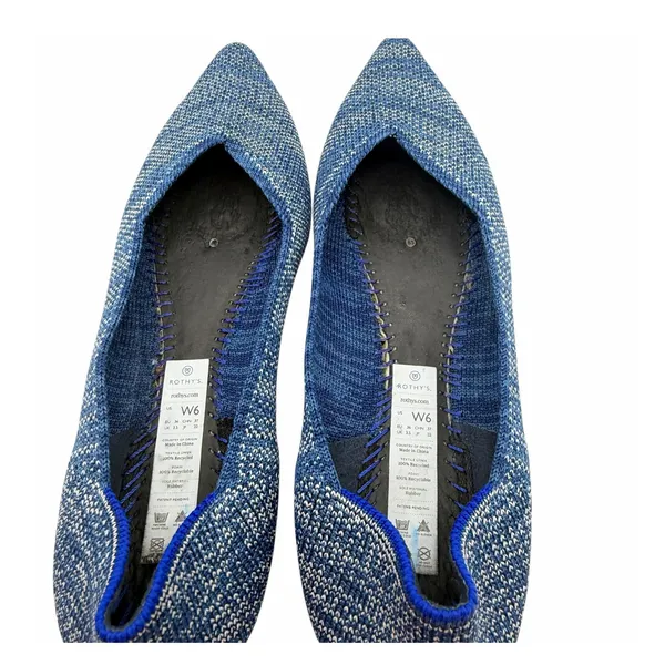 Rothy’s The Point Indigo Heather Blue White Knit Ballet Flats‎ Size 6 Washable - Image 7