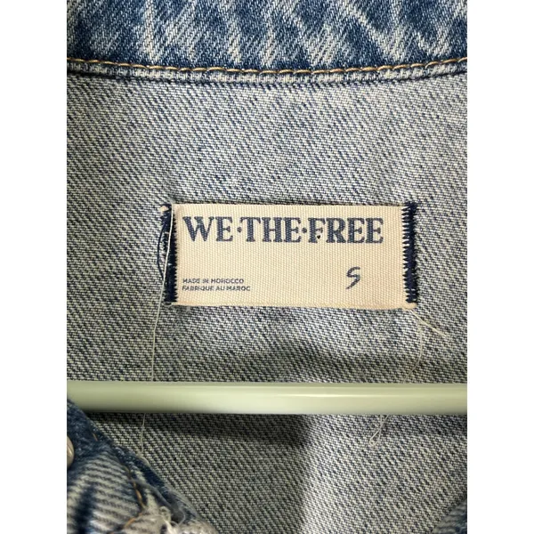 Free People Marci Denim Cuffed‎ Romper Blue Button Front Utility Shortalls Small - Image 5