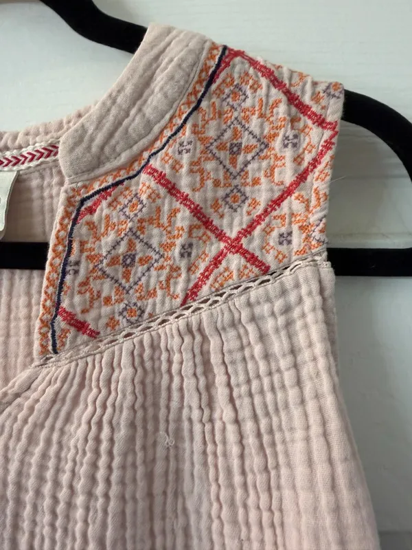 KNOX ROSE Blush Pink Embroidered Gauze Top Blouse Shirt Size XS - Image 2