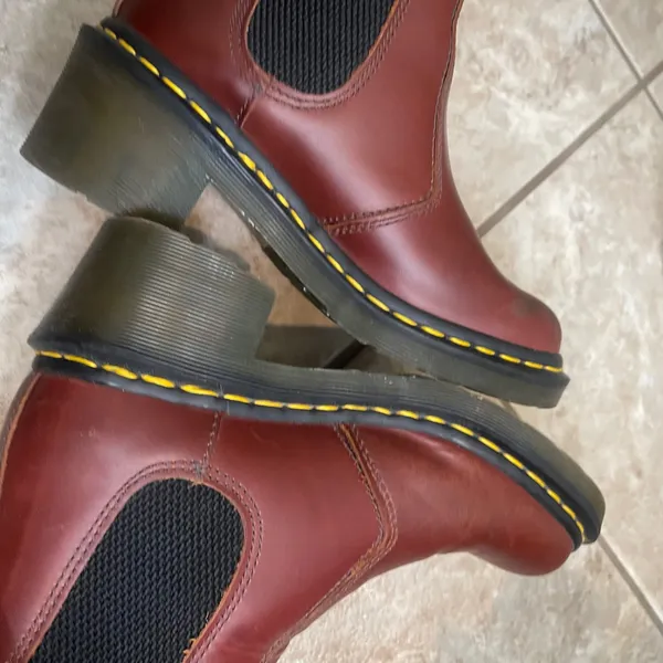 Dr Martens Cadence Cherry Red Leather Block Heel Chelsea Boots Womens 6 US/4 UK - Image 7