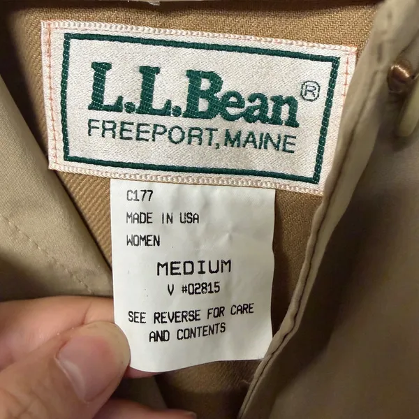 Vintage LL Bean Trench Coat Womens Medium Tan Khaki Belted Zip Out Liner USA - Image 3