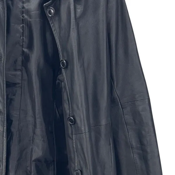 Vintage 90s‎ Leather Blazer Coat Black 6 - Image 4