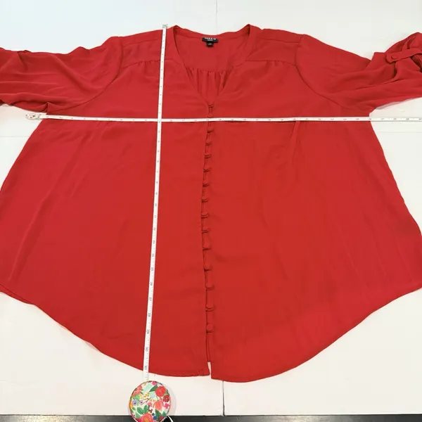 Torrid Harper Red Floral Georgette 3/4 Sleeve‎ Pullover Blouse Size 3X - Image 11