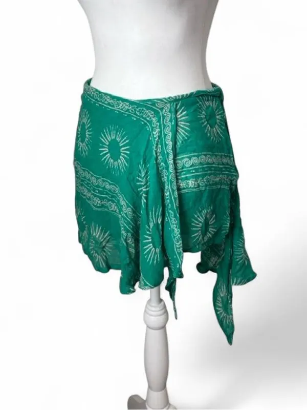 Green Cotton Wrap Skirt Size M - Image 2