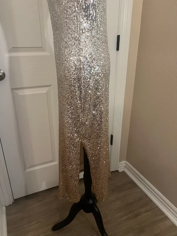 Silver gold ombré cocktail evening dress - Image 6