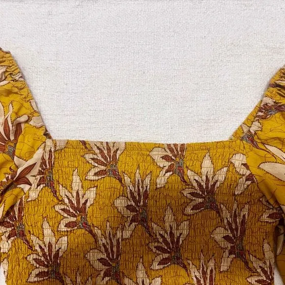 Women's Yellow long sleeve boho crop top Spring Summer‎ Fall Festival Size small - Image 4