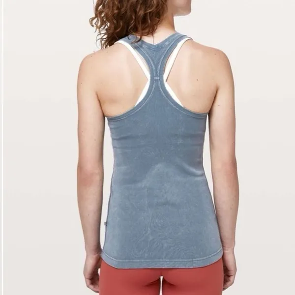 Lululemon Cool Racerback Tank Rib Top Size 2‎ Washed Moon Blue - Image 2