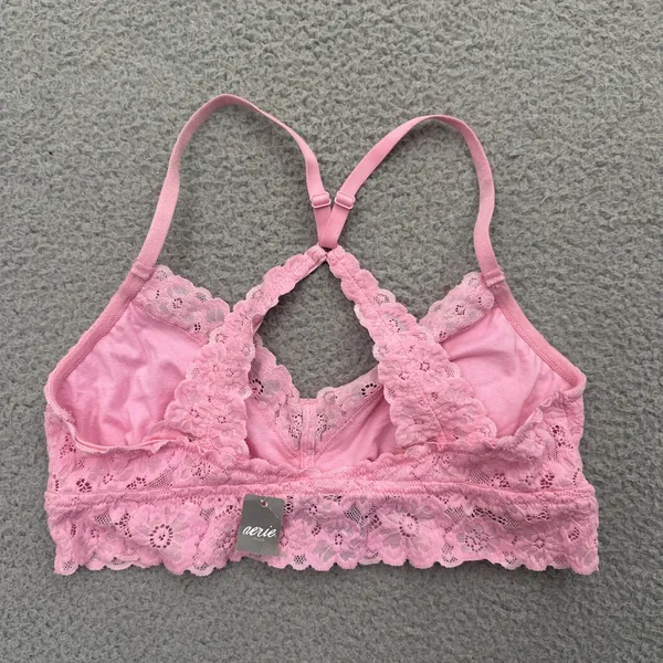 NWT‎ Aerie Lace Bralette Pink Unlined Romantic Racerback Women's Large - Image 2