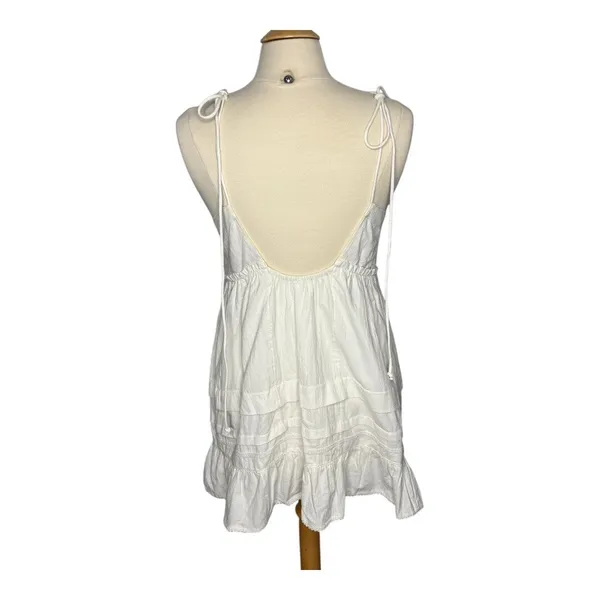 Free People Adella Mini Dress Womens Small Ivory White Boho‎ Open Back Button - Image 11
