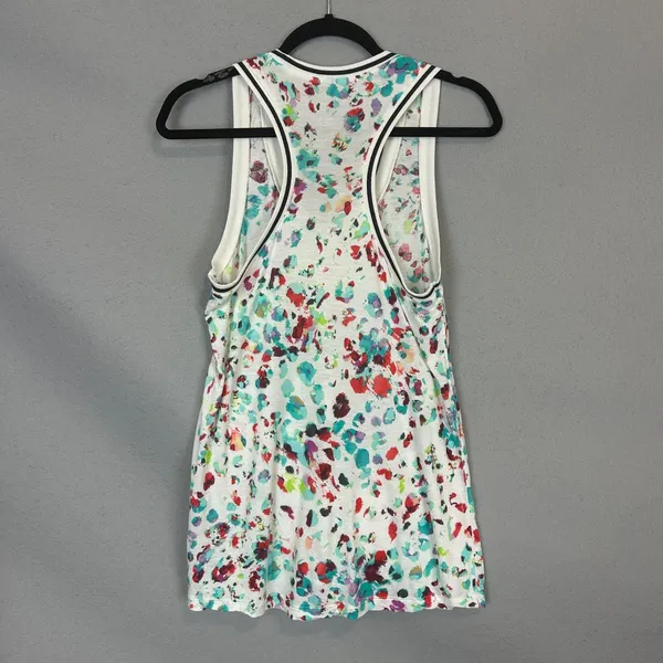 Juicy Couture White Print Racerback Tank Top M Glitter Crest Logo Y2K Colorful - Image 2