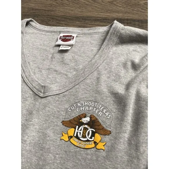 Womens harley davidson group long sleeve v neck‎ shirt Cut-N-Shoot Texas size XL - Image 3