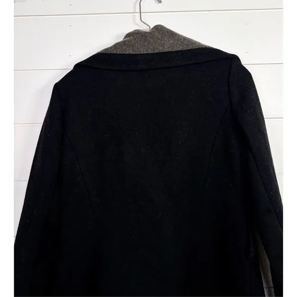 BCBGeneration Women's Wool Blend Knit Trim Trench Coat Black Gray Size Medium - Image 8