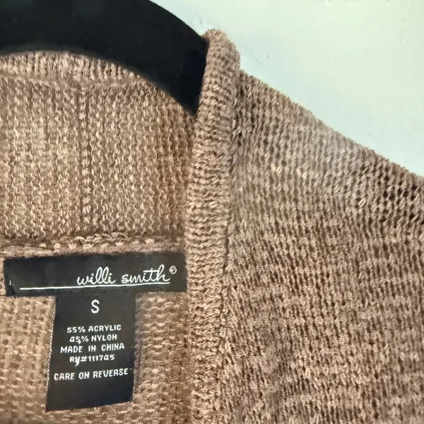 Willi Smith Brown Knit Cardigan SweaterCrochet‎ Size S Boho Western Festival - Image 4