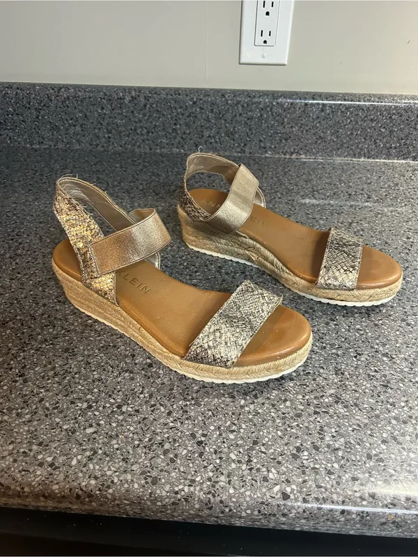 Anne Klein Snake-Print and Gold Wedge Espadrilles - Image 3