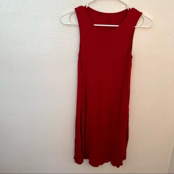 One‎ Clothing Women's Swing Shift Dress Red Sleeveless Mini Stretch Rayon CR4615 - Image 2