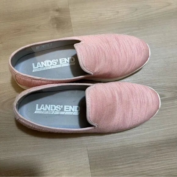 Lands'‎ End Slip On Sneakers Womens 9.5 Pink Comfort Step Knit Walking Shoes - Image 4