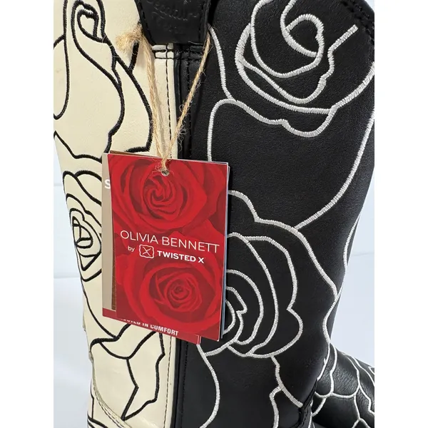 Olivia Bennett Twisted X Women Black Cream Rose Floral Western Boots WSO0026 8 B - Image 10