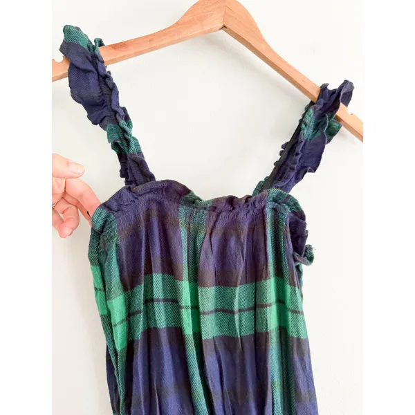 Aerie‎ | NWT Flannel Plaid Romper in Green Blue | Sz XS - Image 5