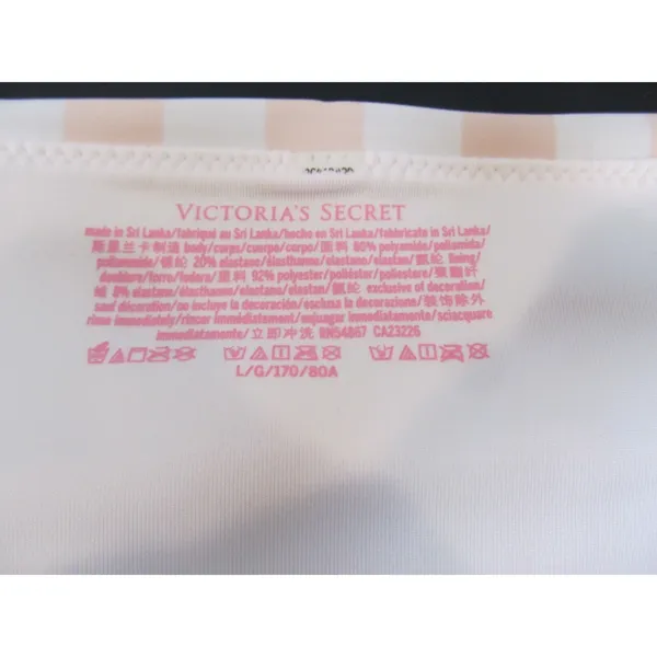 Victoria’s Secret PINK Iconic Stripes Cheeky Bikini Bottoms Pink White | Size L - Image 7
