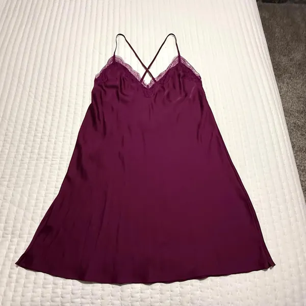 Victoria’s Secret Purple Lingerie Chemise Slip Nightie L Large Lace Trim - Image 10