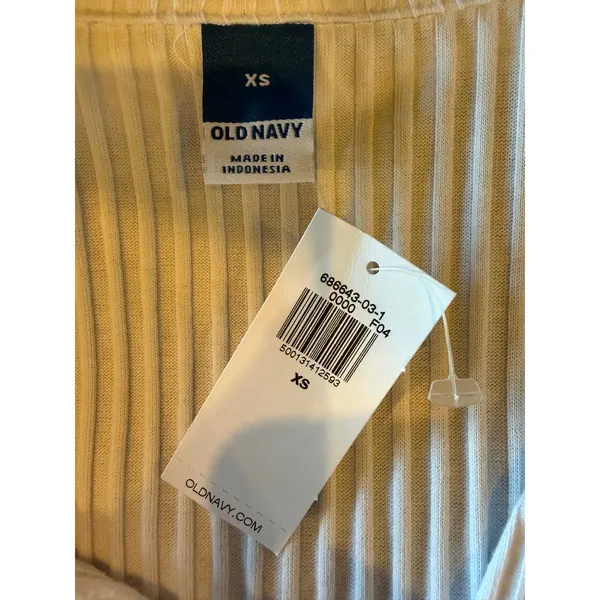 Old Navy Polo Shirt Women XS White NWT Ribbed Button Down Short Sleeve Preppy - Image 7