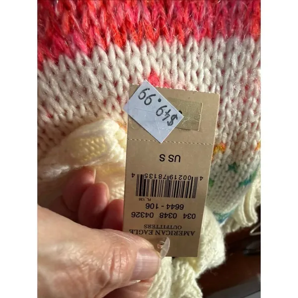 American Eagle Jegging Sweater Cream Rainbow Wool Blend Sz S NWT - Image 5