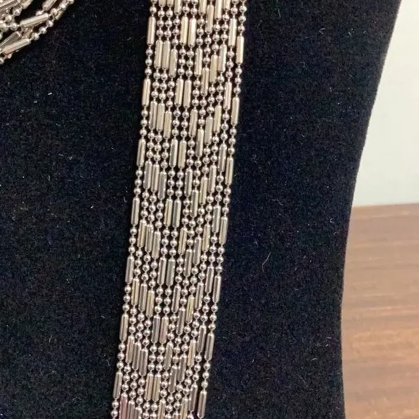Vintage Women's Silver 12Strand W/ Beads Necklace 42" SKU 80 - Image 2