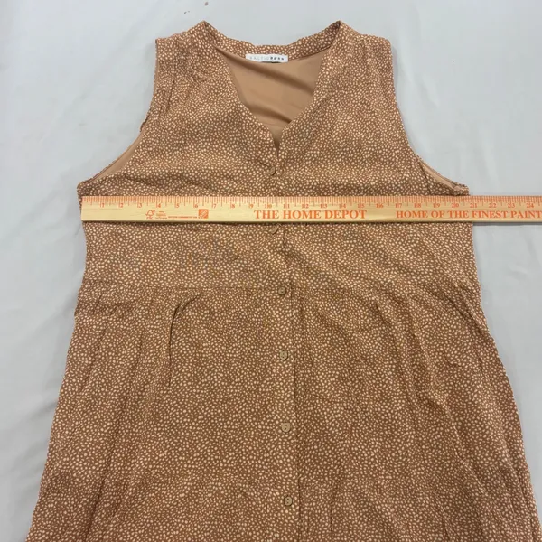 Baltic Born Rust Brown White Micro Dot Sleeveless Tiered Midi Dress Womens 1X - Image 6