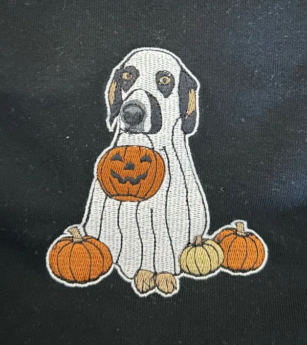 Dog Ghost Halloween Sweatshirt Black - Image 2