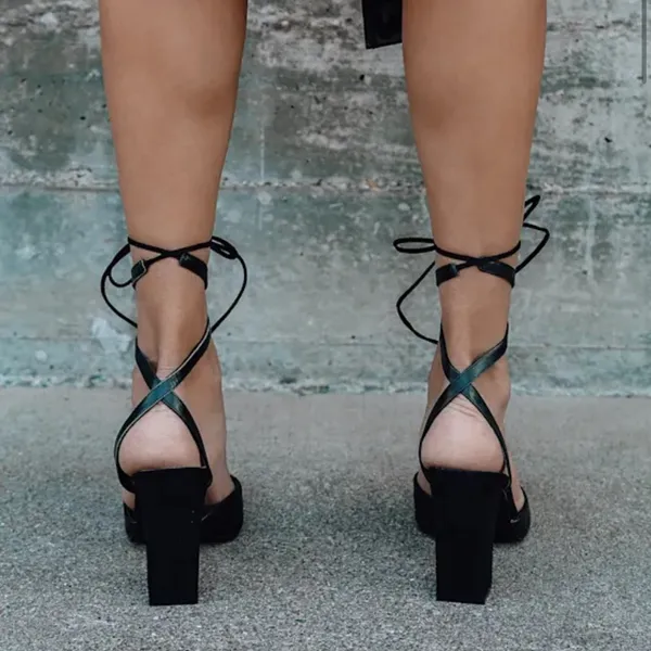 lulus lace up black pump heels - Image 6