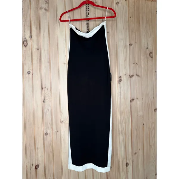 NWT Lulus Impressive Edge Black Color Block Strapless Midi Dress Party Holiday L - Image 2