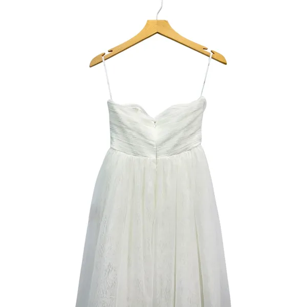Lulus Blissful Forever White Tulle Lace Strapless Pleated Maxi Dress size S NWT - Image 5