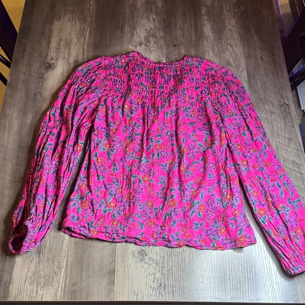 Maeve Calais Smocked Floral Peasant Blouse. - Image 4