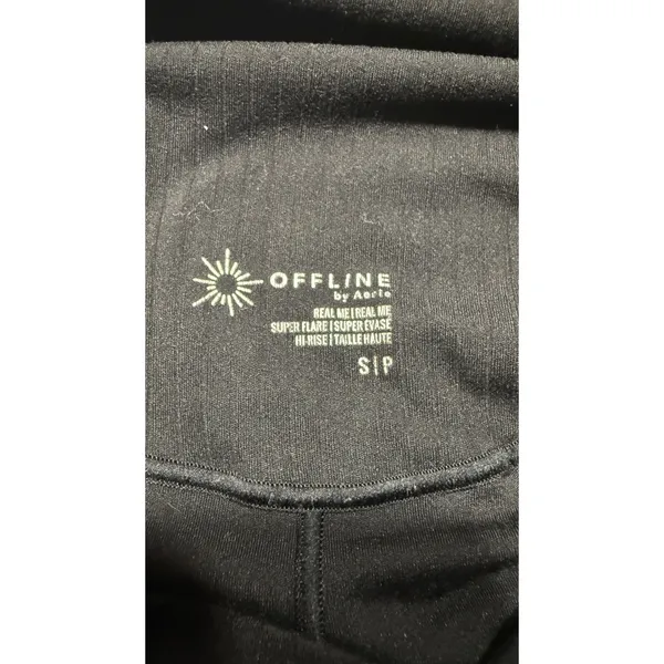 OFFLINE by Aerie Real Me Black High Rise Super Flare Leggings Crossover Waist S - Image 5