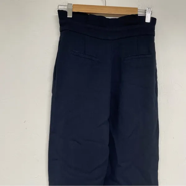 Massimo Dutti Navy Blue Knit Paperbag Waist Trouser Pants Womens 4 Casual - Image 9