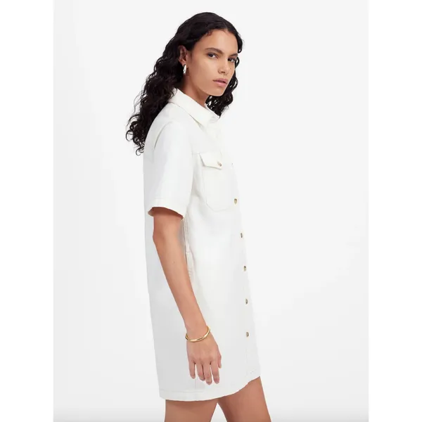 Madewell Denim Boxy Shirtdress Vintage Canvas White Relaxed Mini Small NWT - Image 4