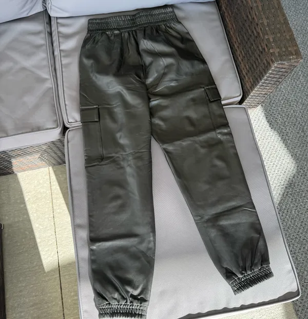 Abercrombie & Fitch Black Faux Leather Joggers - Image 3