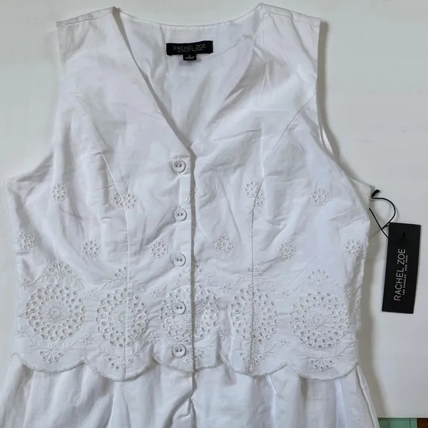 Rachel‎ Zoe White Crochet Lace Midi Dress Sleeveless NWT Small Boho Cottagecore - Image 2