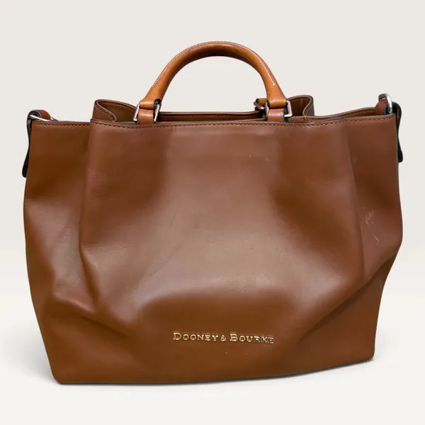 Dooney & Bourke Brown Leather Tote Bag Medium Satchel Handbag Gold Hardware - Image 3