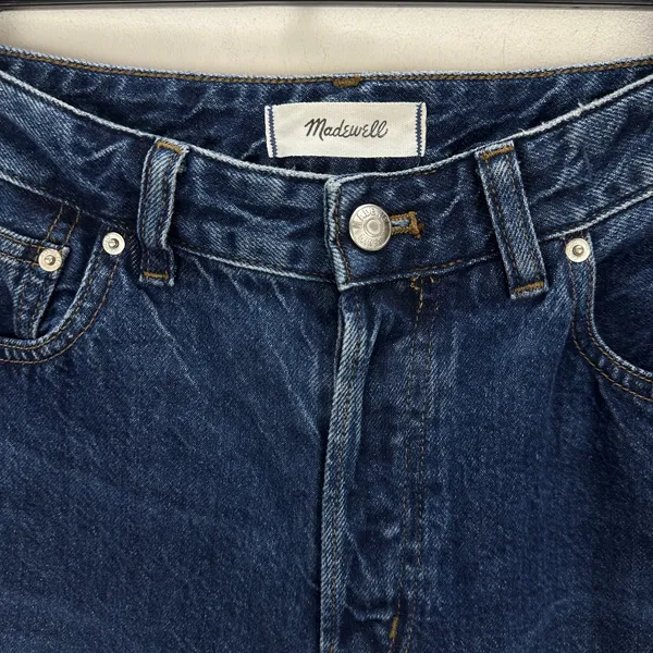 NEW Madewell Curvy Low-Slung Baggy Jeans in McKinney Wash Blue Rigid US 27 - Image 9
