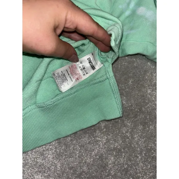 Gymshark Women's 24/7 Cropped sweater‎ mint green custom bleached small - Image 5