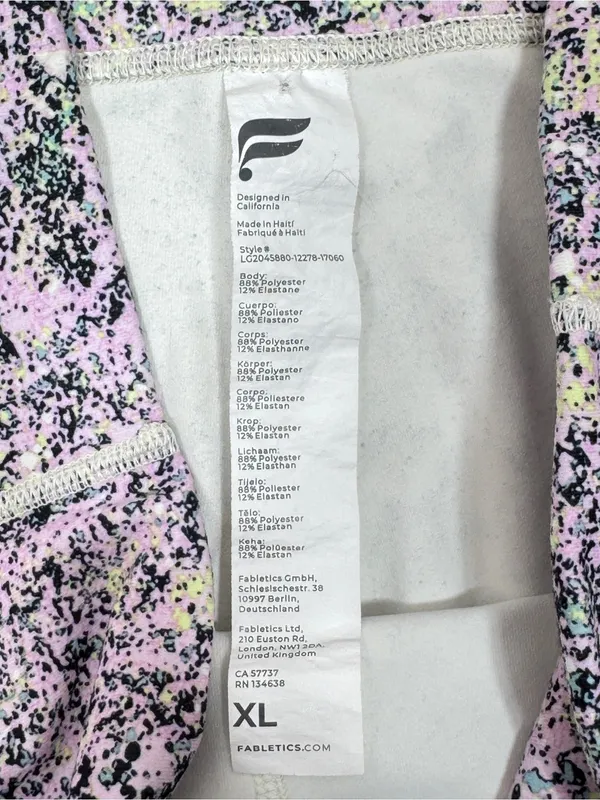 Fabletics On The Go Power Hold High Waist Leggings Pink Multi XL Ankle Pockets‎ - Image 9