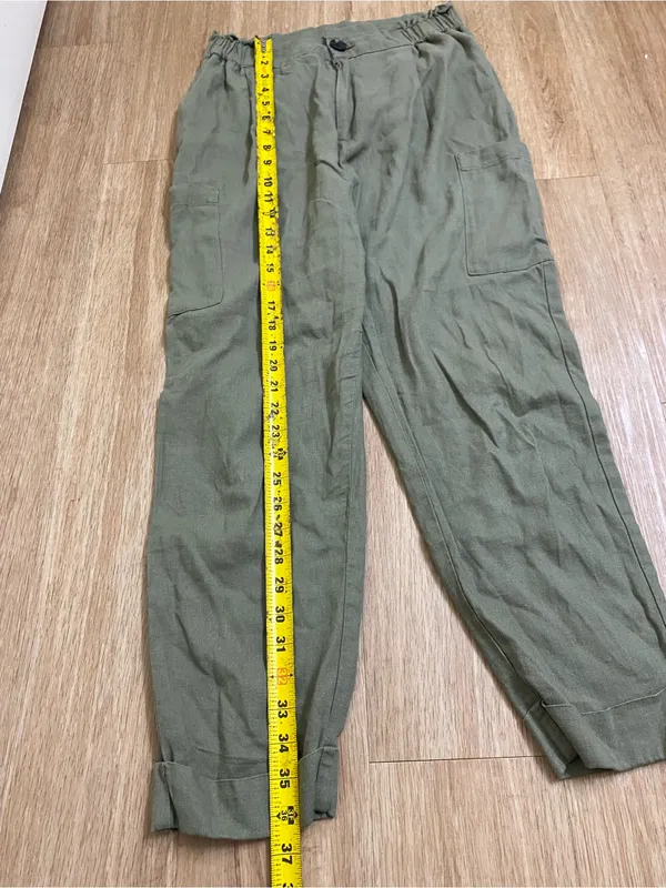 Zara Olive Green Cargo Trousers with Cuffed Ankles - Image 5