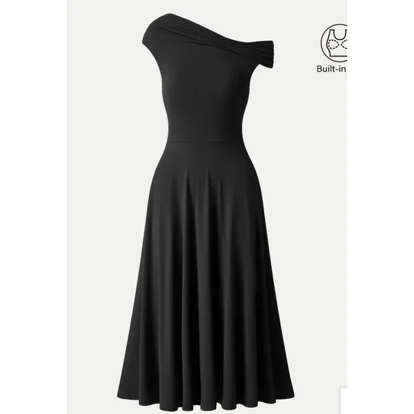 Brand New OGL Women's Size Small Black Cold Shoulder Midi Dress - Image 4
