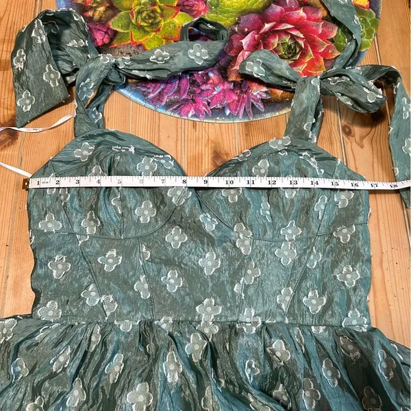 Lulus NWT Gorgeous Excellence Teal Green Floral Burnout Tiered Midi Dress - Image 6
