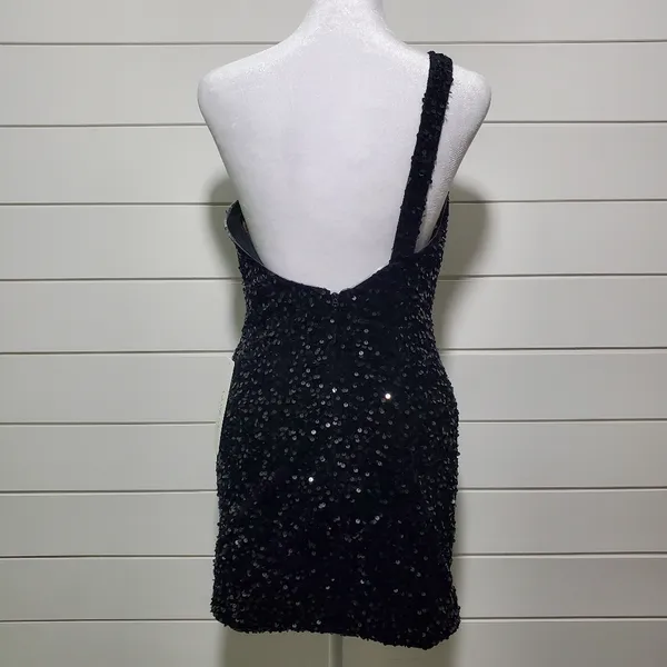 Lavetir Sequin One Shoulder‎ Bodycon Mini Dress Prom Dance Size S - Image 2