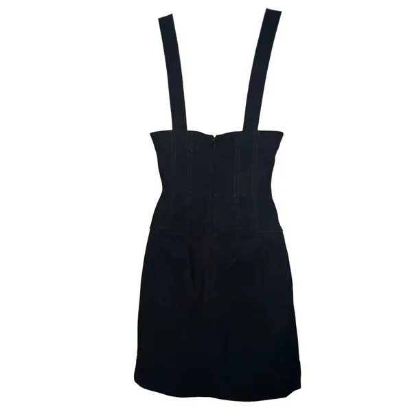 By Anthropologie Squareneck Slim‎ Mini Dress Sleeveless Black Linen Blend Size 4 - Image 4