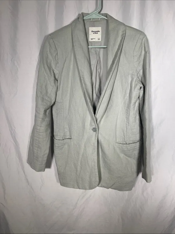 Abercrombie & Fitch Womens Green Linen Blend Blazer Suit Jacket Small - Image 2