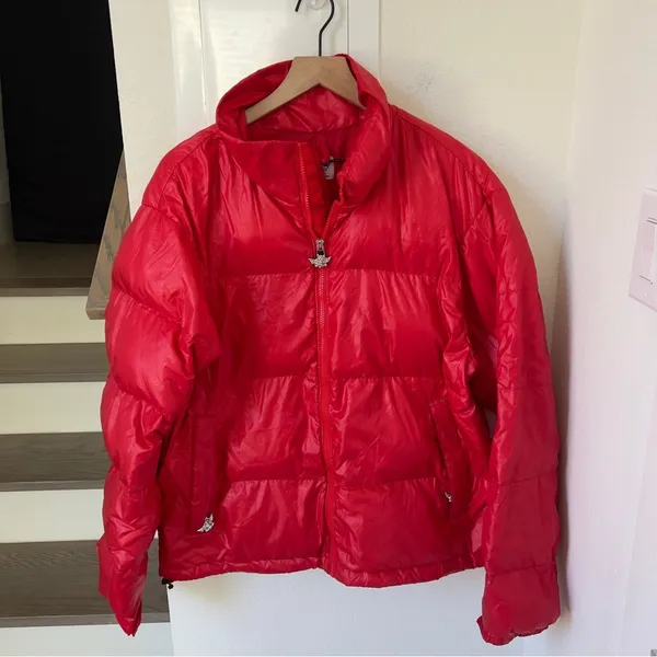 Boys Lie Red Puffer Logo Jacket in Red M/ L - Image 5